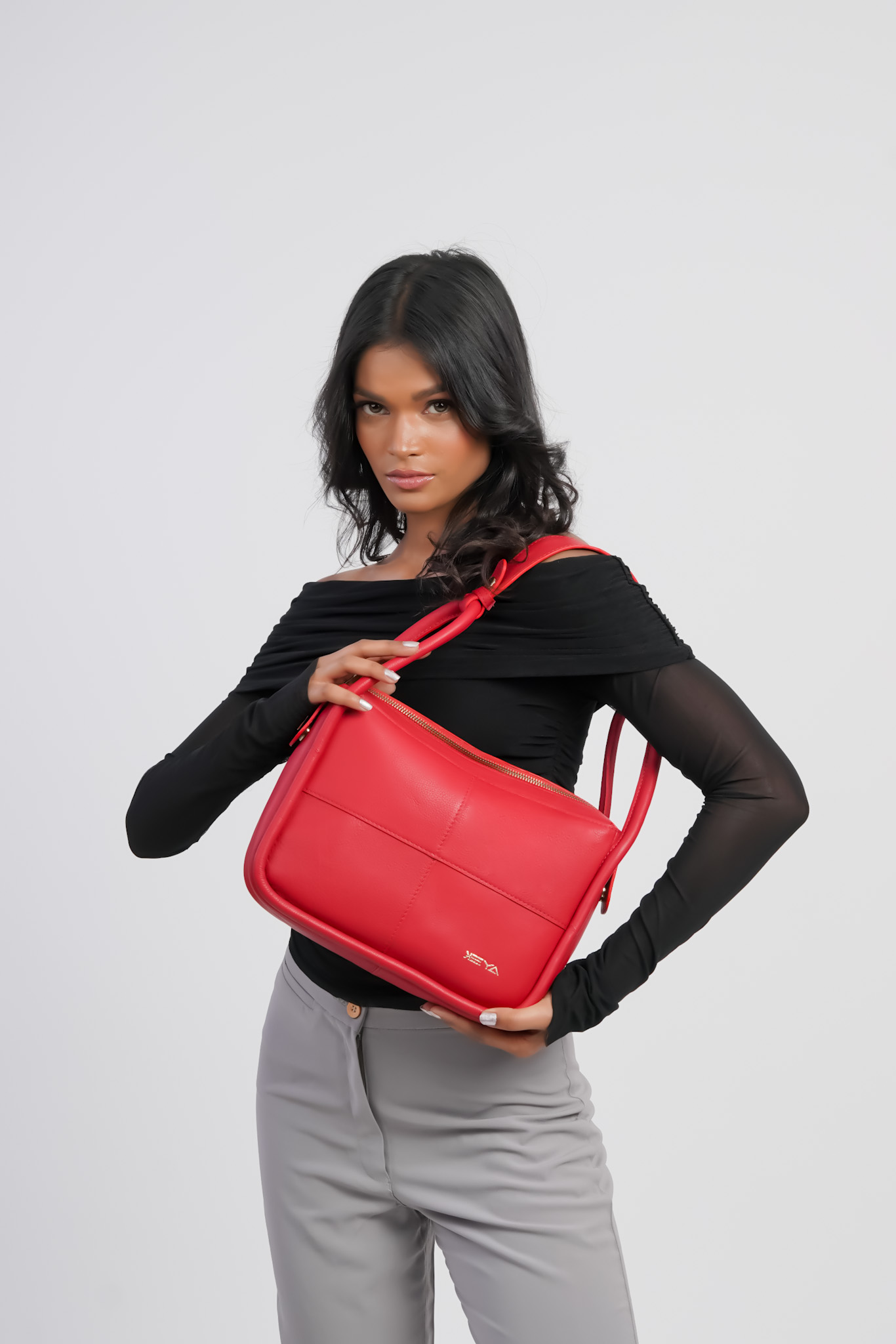 Contempo Leather Hand Bag (Red)